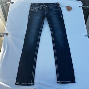 True Religion Joey Super T Womens Jeans Dark Wash Size 29 Rhinestone Embellished